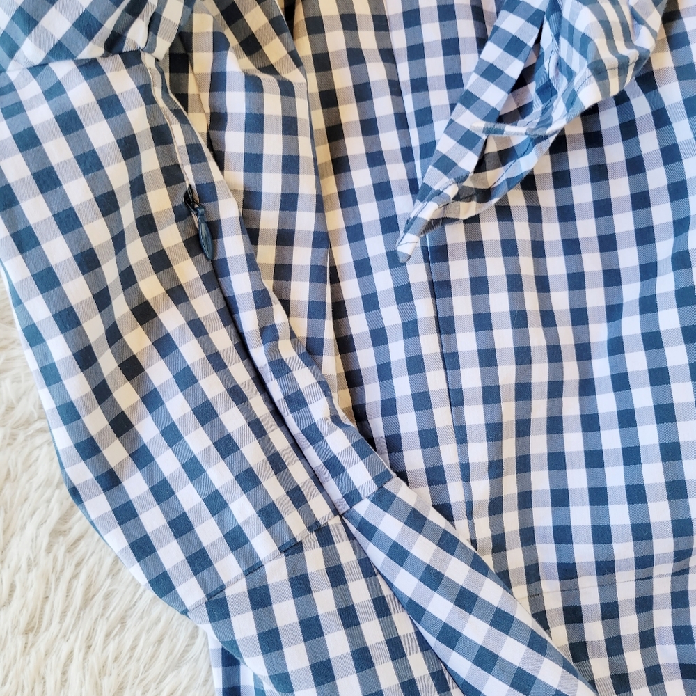 Universal Standard J. Crew Ginham Poplin Tie Sleeve Blouse - Picture 9 of 9